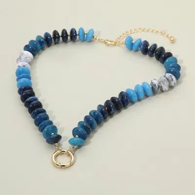 Fashnzfab Chunky Resin Disc Beaded Necklace In Blue