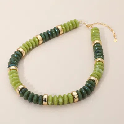 Fashnzfab Chunky Resin Disc Beaded Necklace In Green