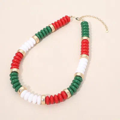 Fashnzfab Chunky Resin Disc Beaded Necklace In Green