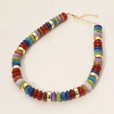 Fashnzfab Chunky Resin Disc Beaded Necklace In Multi