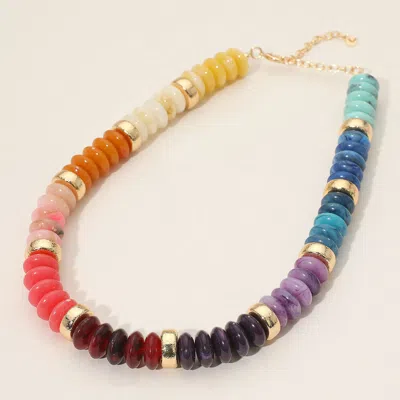 Fashnzfab Chunky Resin Disc Beaded Necklace In Multi