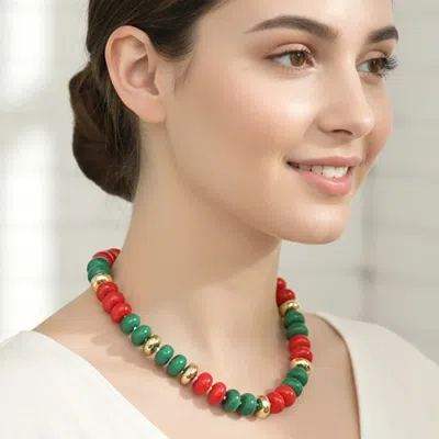 Fashnzfab Chunky Resin Disc Beaded Necklace In Multi
