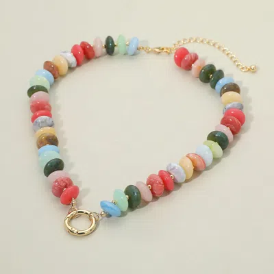 Fashnzfab Chunky Resin Disc Beaded Necklace In Pink