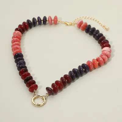 Fashnzfab Chunky Resin Disc Beaded Necklace In Red