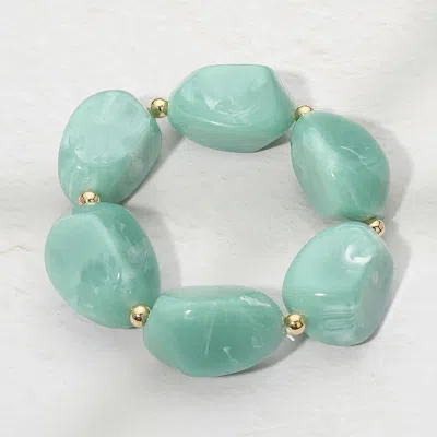 Fashnzfab Chunky Resin Pebble Beaded Bracelet In Blue