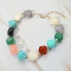 Fashnzfab Chunky Resin Pebble Beaded Statement Necklace In Blue