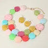 Fashnzfab Chunky Resin Pebble Beaded Statement Necklace In Multi