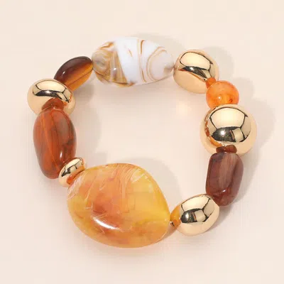 Fashnzfab Chunky Resin Pebble Beaded Stretch Bracelet In White
