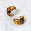 Fashnzfab Chunky Resin Tortoise Hoop Earrings In Brown