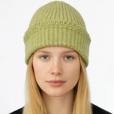 Fashnzfab Chunky Ribbed Knit Loop Trim Winter Beanie Hat In Green