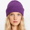 Fashnzfab Chunky Ribbed Knit Loop Trim Winter Beanie Hat In Purple
