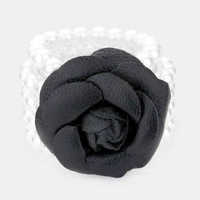 Fashnzfab Chunky Rose Pearl Bracelet Black, White In Multi