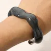 Fashnzfab Chunky Sculptural Marbled Resin Cuff Bracelet In Gray
