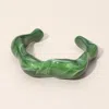 Fashnzfab Chunky Sculptural Marbled Resin Cuff Bracelet In Green