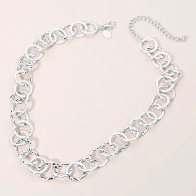 Fashnzfab Chunky Square Link Chain Necklace - Rhodium In Multi