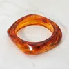 Fashnzfab Chunky Square Resin Bangle Bracelet In Brown