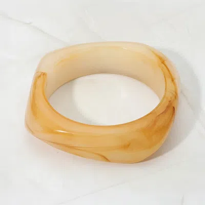 Fashnzfab Chunky Square Resin Bangle Bracelet In Brown
