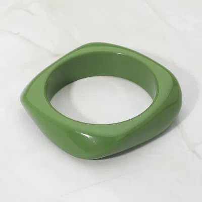 Fashnzfab Chunky Square Resin Bangle Bracelet In Green