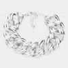 Fashnzfab Chunky Textured Metal Chain Bracelet Rhodium In Multi