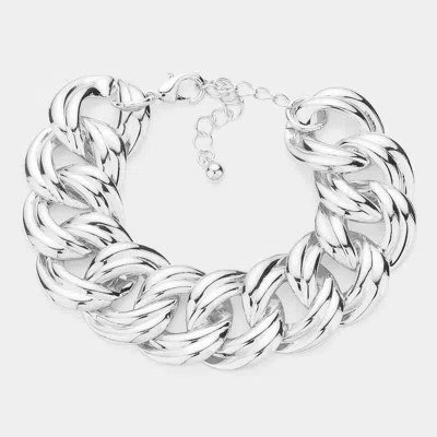 Fashnzfab Chunky Textured Metal Chain Bracelet Rhodium In Multi