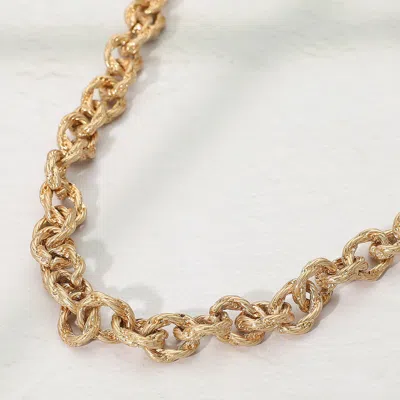 Fashnzfab Chunky Textured Metal Chain Necklace In Gold