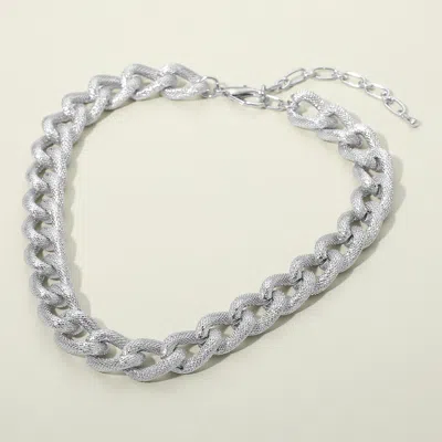 Fashnzfab Chunky Textured Metal Chain Necklace In Metallic