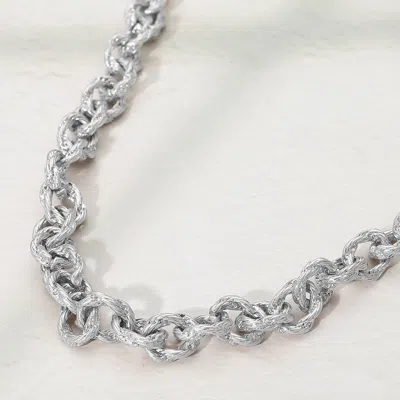 Fashnzfab Chunky Textured Metal Chain Necklace In Silver