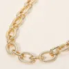 Fashnzfab Chunky Textured Metal Link Chain Necklace In Multi