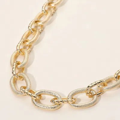 Fashnzfab Chunky Textured Metal Link Chain Necklace In Multi