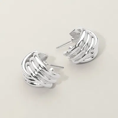 Fashnzfab Chunky Textured Twisted Hoop Earrings In Silver