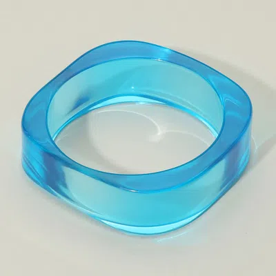 Fashnzfab Chunky Transparent Resin Square Bangle Bracelet Blue