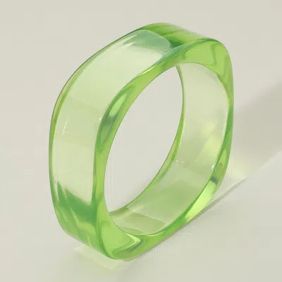 Fashnzfab Chunky Transparent Resin Square Bangle Bracelet Green