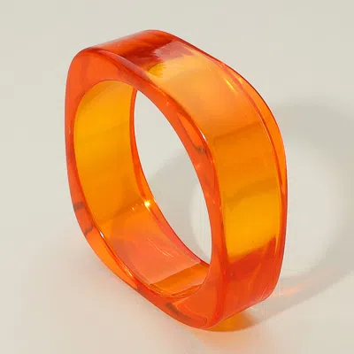 Fashnzfab Chunky Transparent Resin Square Bangle Bracelet Orange