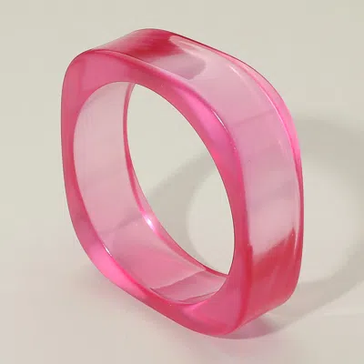 Fashnzfab Chunky Transparent Resin Square Bangle Bracelet Pink