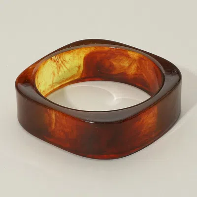 Fashnzfab Chunky Transparent Resin Square Bangle Bracelet Tortoise In Gray