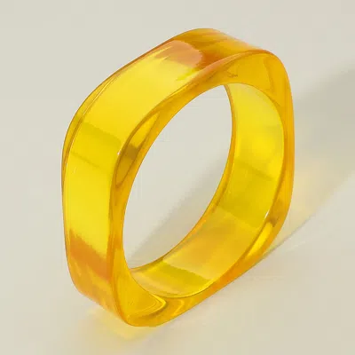 Fashnzfab Chunky Transparent Resin Square Bangle Bracelet Yellow