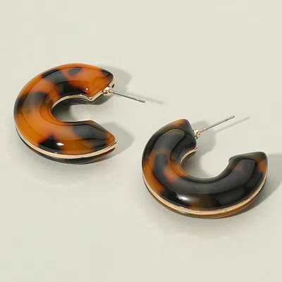 Fashnzfab Chunky Two Tone Resin Hoop Earrings In Gray