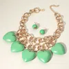 Fashnzfab Chunky Wooden Heart Charm Station Layered Chain Necklace In Gold