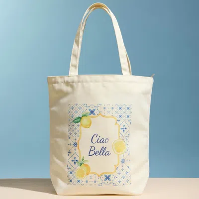 Fashnzfab Ciao Bella Lemon Print Everyday Carry Tote Bag In Yellow