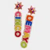 Fashnzfab Cinco De Mayo Felt Back Seed Beaded Message Dangle Earrings In Multi