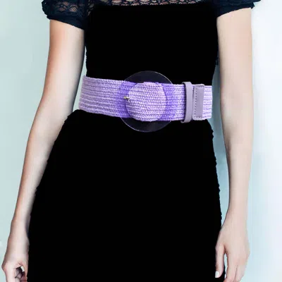 Fashnzfab Circle Buckle Belt In Purple