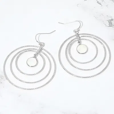 Fashnzfab Circle Mother Of Pearl Accent Layered Ring Drop Earrings In Multi