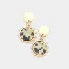 Fashnzfab Circle Natural Stone Drop Dangle Earrings In Multi