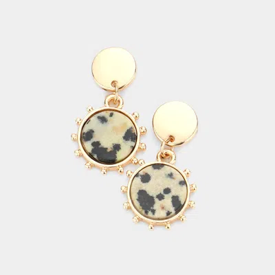 Fashnzfab Circle Natural Stone Drop Dangle Earrings In Multi