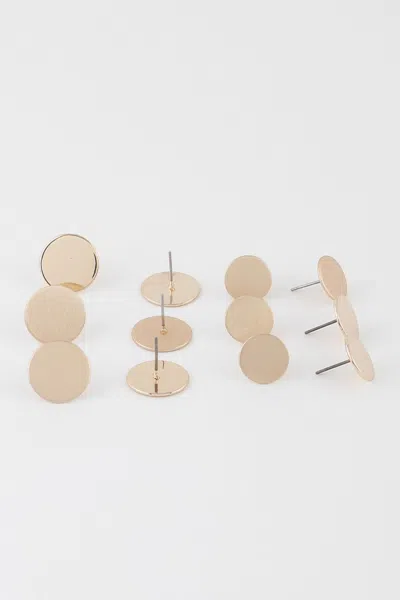 Fashnzfab Circle Stud Earrings Set In Gold