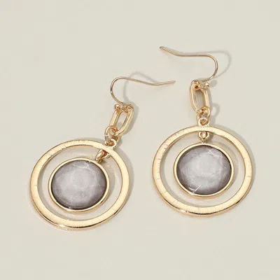 Fashnzfab Circular Framed Disc Drop Earrings In Multi