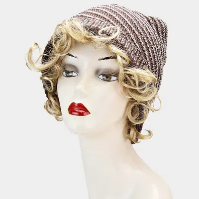 Fashnzfab Circular Striped Polyester Beanie In Gold