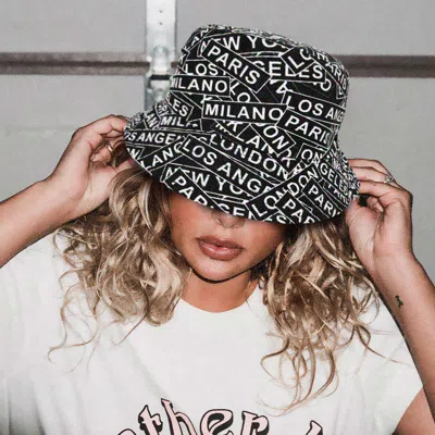 Fashnzfab City Name Patterned Bucket Hat In Black