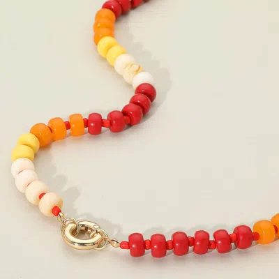 Fashnzfab Clasp Accent Disc Beaded Necklace In Multi