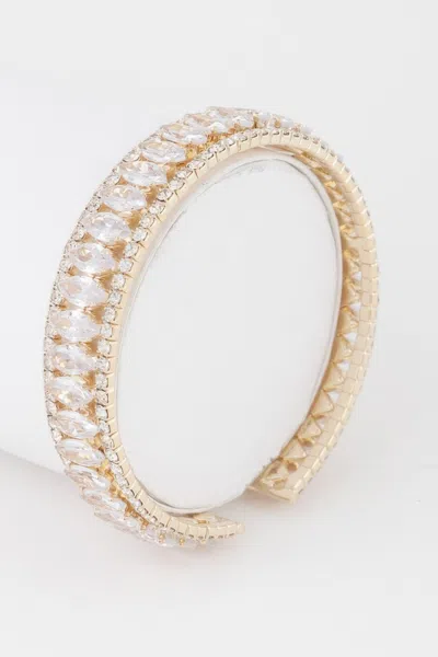 Fashnzfab Classic Crystal Bar Cuff Bracelet In Multi